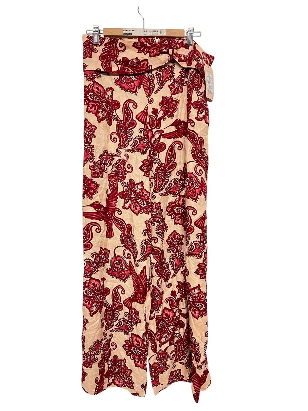 New CaCay Red Paisley Hummingbird‎ Print Pants